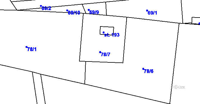 Parcela st. 78/7 v KÚ Zdechovice, Katastrální mapa