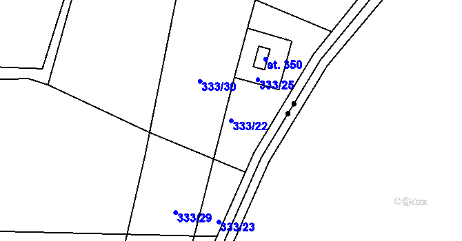 Parcela st. 333/22 v KÚ Zdechovice, Katastrální mapa