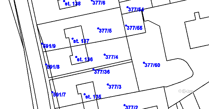 Parcela st. 377/4 v KÚ Zdechovice, Katastrální mapa