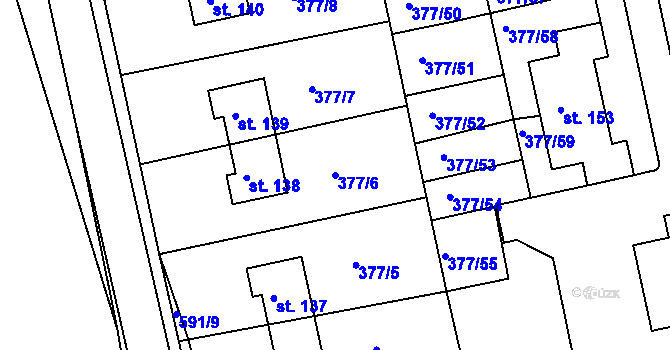 Parcela st. 377/6 v KÚ Zdechovice, Katastrální mapa