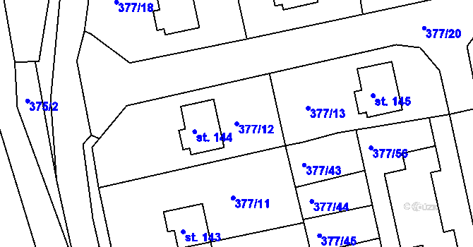 Parcela st. 377/12 v KÚ Zdechovice, Katastrální mapa
