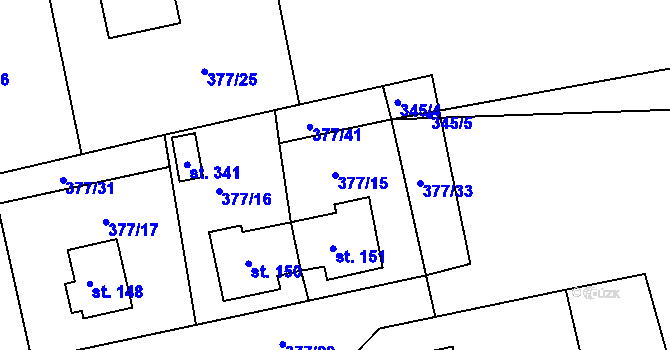 Parcela st. 377/15 v KÚ Zdechovice, Katastrální mapa