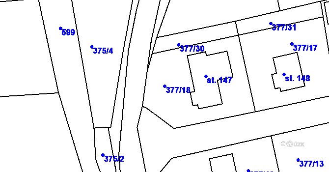 Parcela st. 377/18 v KÚ Zdechovice, Katastrální mapa