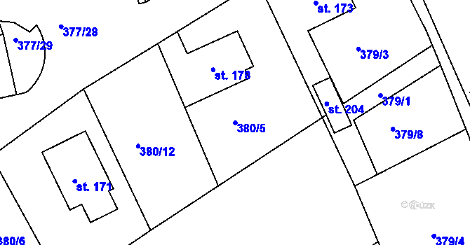 Parcela st. 380/5 v KÚ Zdechovice, Katastrální mapa