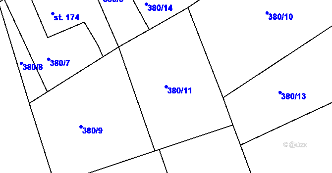Parcela st. 380/11 v KÚ Zdechovice, Katastrální mapa