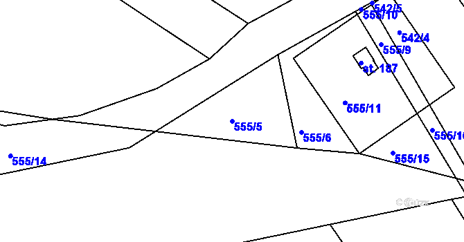 Parcela st. 555/5 v KÚ Zdechovice, Katastrální mapa