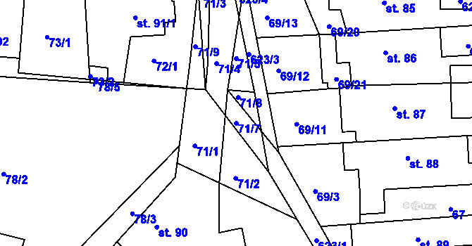 Parcela st. 71/7 v KÚ Zdechovice, Katastrální mapa