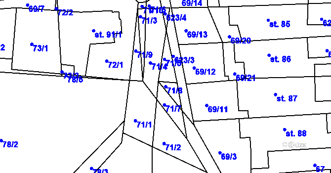 Parcela st. 71/8 v KÚ Zdechovice, Katastrální mapa