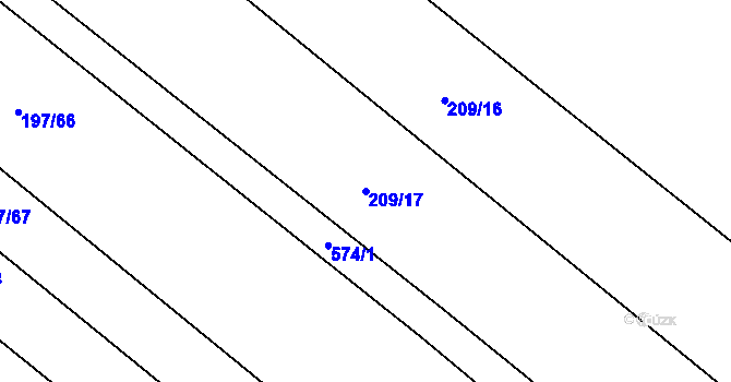 Parcela st. 209/17 v KÚ Zdechovice, Katastrální mapa
