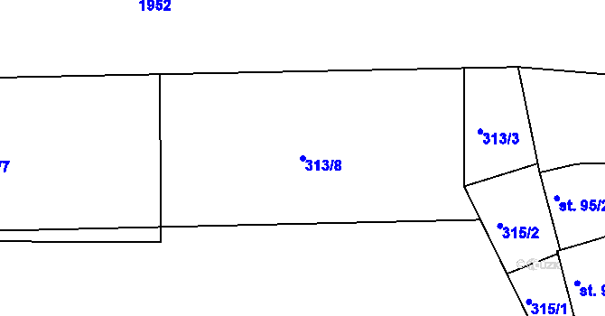 Parcela st. 313/8 v KÚ Zdechovice, Katastrální mapa