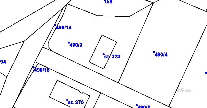 Parcela st. 323 v KÚ Zdechovice, Katastrální mapa