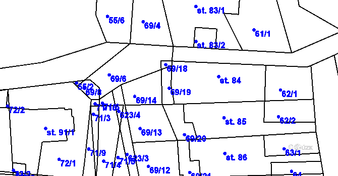Parcela st. 69/19 v KÚ Zdechovice, Katastrální mapa