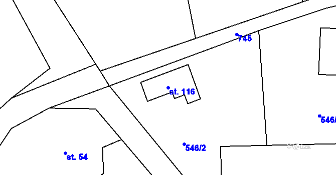 Parcela st. 116 v KÚ Zdelov, Katastrální mapa