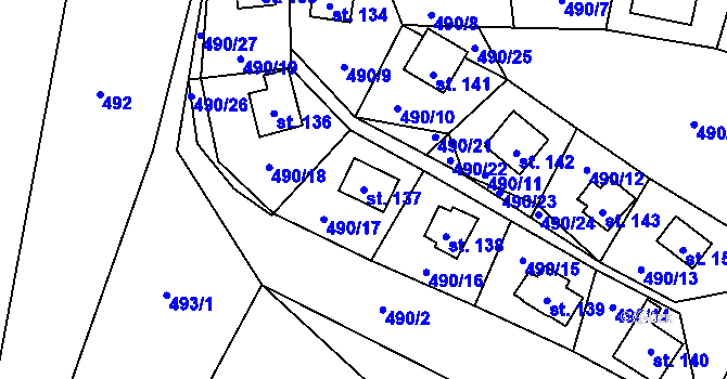 Parcela st. 137 v KÚ Zdelov, Katastrální mapa