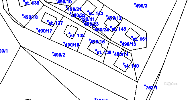 Parcela st. 139 v KÚ Zdelov, Katastrální mapa