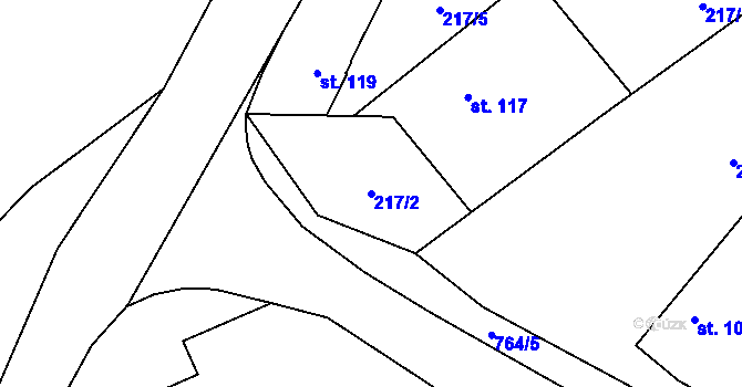 Parcela st. 217/2 v KÚ Zdelov, Katastrální mapa