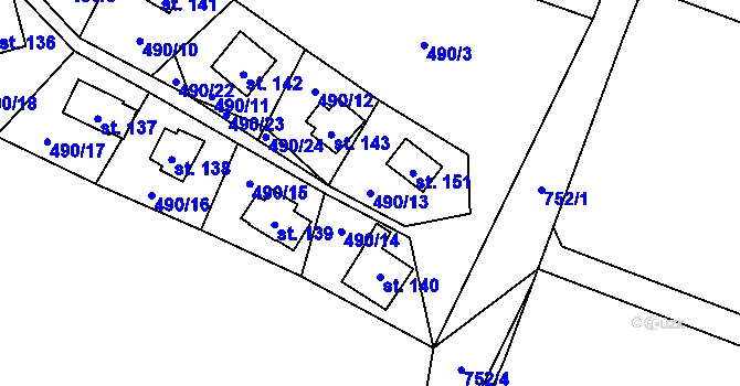 Parcela st. 490/13 v KÚ Zdelov, Katastrální mapa