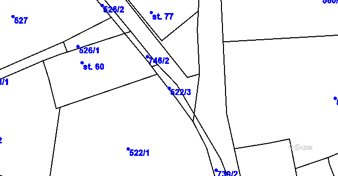 Parcela st. 522/3 v KÚ Zdelov, Katastrální mapa