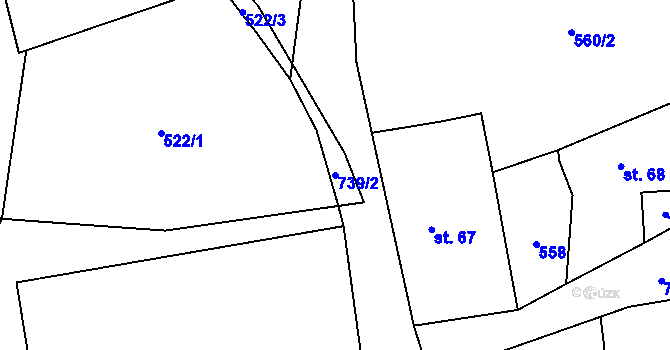 Parcela st. 739/2 v KÚ Zdelov, Katastrální mapa