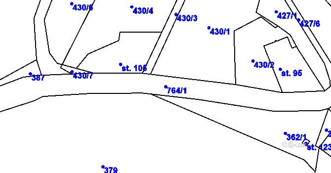 Parcela st. 764/1 v KÚ Zdelov, Katastrální mapa