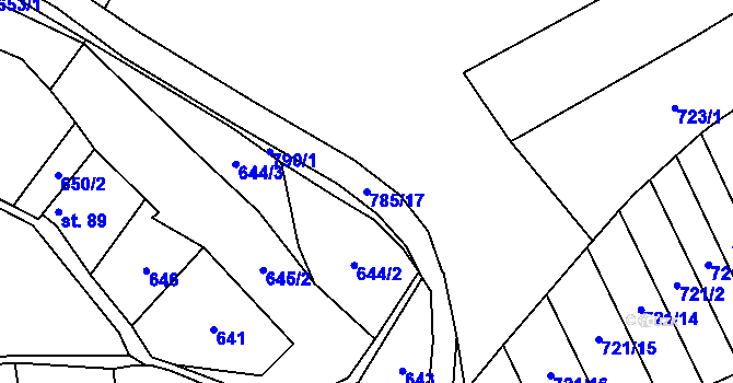 Parcela st. 785/17 v KÚ Zdelov, Katastrální mapa