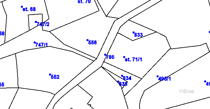Parcela st. 786 v KÚ Zdelov, Katastrální mapa