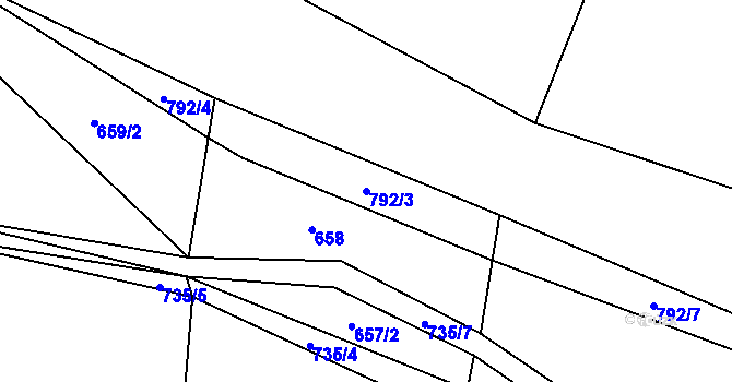 Parcela st. 792/3 v KÚ Zdelov, Katastrální mapa