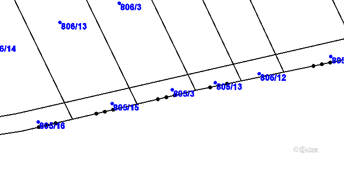 Parcela st. 805/3 v KÚ Zdelov, Katastrální mapa