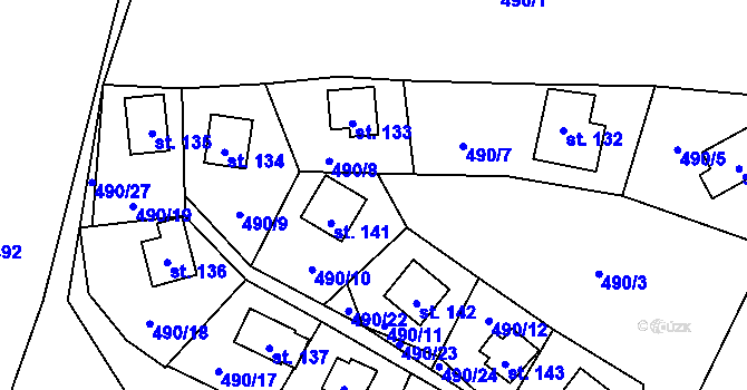 Parcela st. 490/25 v KÚ Zdelov, Katastrální mapa