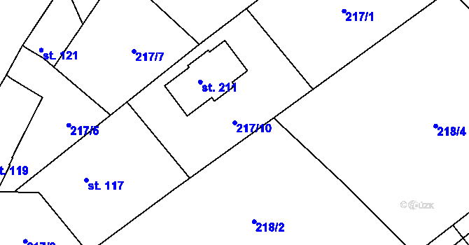 Parcela st. 217/10 v KÚ Zdelov, Katastrální mapa
