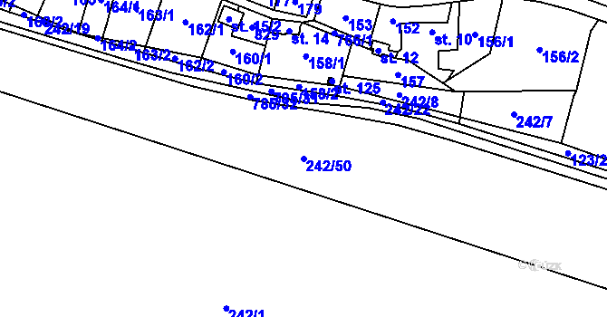 Parcela st. 242/50 v KÚ Zdelov, Katastrální mapa