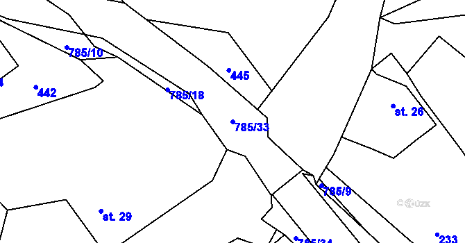 Parcela st. 785/33 v KÚ Zdelov, Katastrální mapa