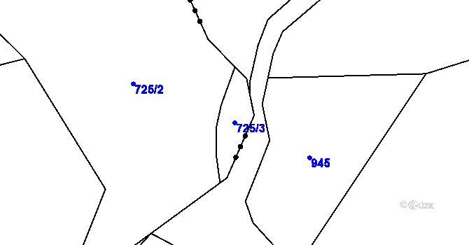 Parcela st. 725/3 v KÚ Zdelov, Katastrální mapa