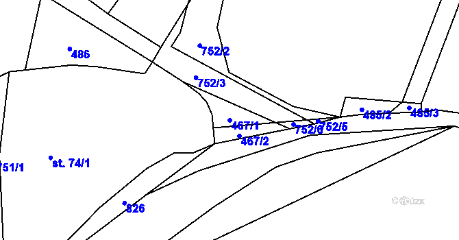 Parcela st. 467/1 v KÚ Zdelov, Katastrální mapa