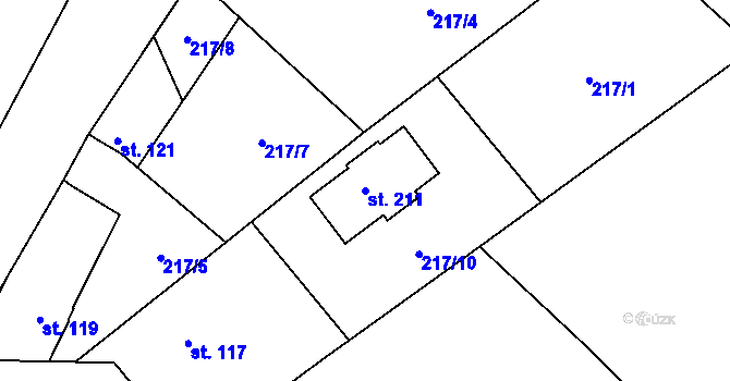 Parcela st. 211 v KÚ Zdelov, Katastrální mapa