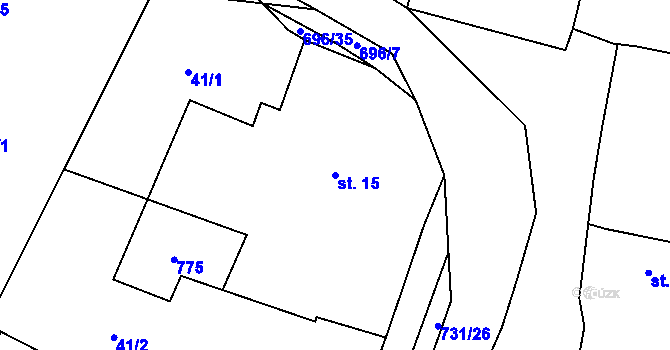 Parcela st. 15 v KÚ Zdemyslice, Katastrální mapa