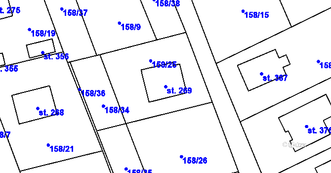 Parcela st. 269 v KÚ Zdemyslice, Katastrální mapa