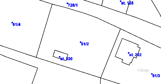 Parcela st. 61/2 v KÚ Zdemyslice, Katastrální mapa