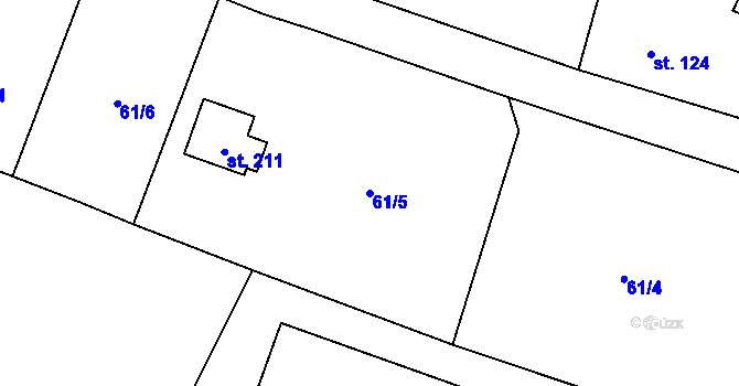 Parcela st. 61/5 v KÚ Zdemyslice, Katastrální mapa