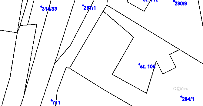Parcela st. 284/2 v KÚ Zdemyslice, Katastrální mapa