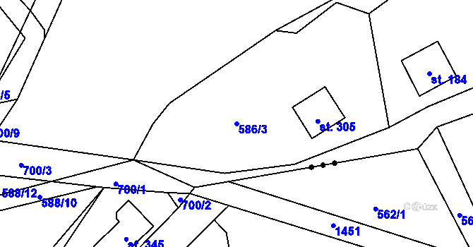 Parcela st. 586/3 v KÚ Zdemyslice, Katastrální mapa