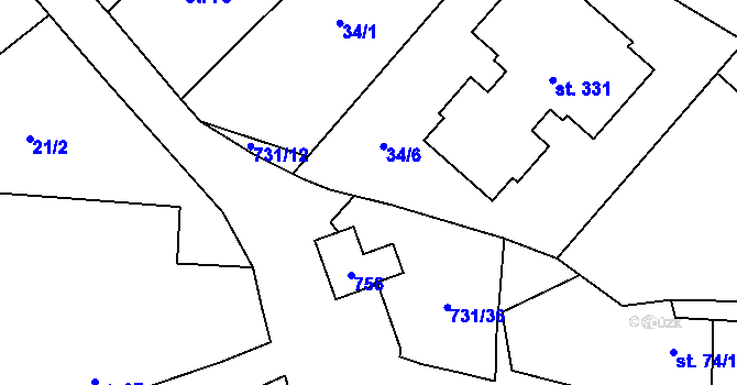 Parcela st. 731/16 v KÚ Zdemyslice, Katastrální mapa