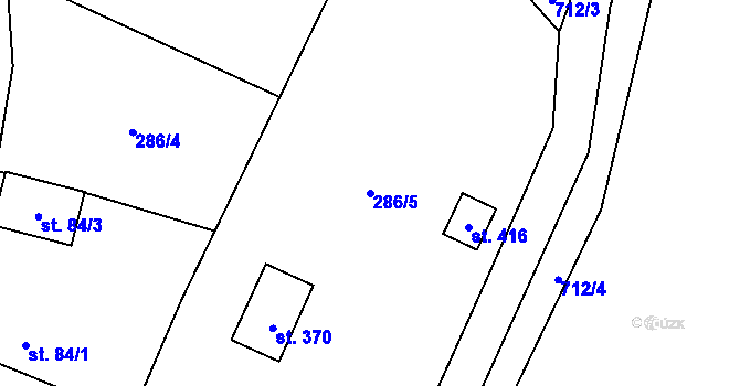 Parcela st. 286/5 v KÚ Zdemyslice, Katastrální mapa