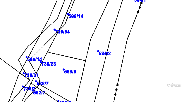 Parcela st. 584/2 v KÚ Zdemyslice, Katastrální mapa