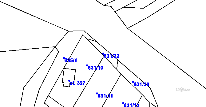Parcela st. 631/22 v KÚ Zdemyslice, Katastrální mapa