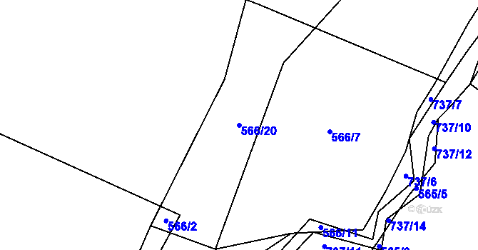 Parcela st. 566/20 v KÚ Zdemyslice, Katastrální mapa