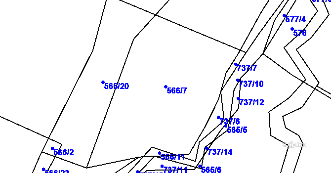 Parcela st. 566/7 v KÚ Zdemyslice, Katastrální mapa