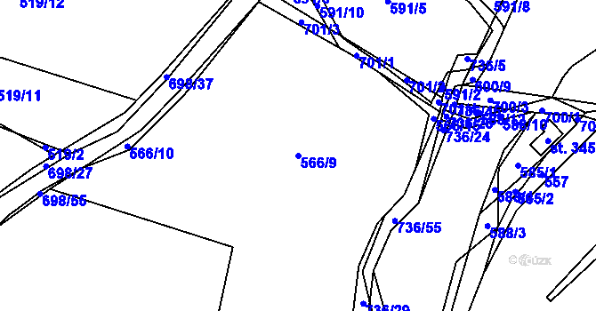 Parcela st. 566/9 v KÚ Zdemyslice, Katastrální mapa