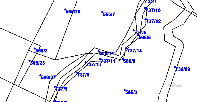 Parcela st. 566/11 v KÚ Zdemyslice, Katastrální mapa