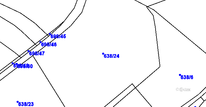 Parcela st. 638/24 v KÚ Zdemyslice, Katastrální mapa